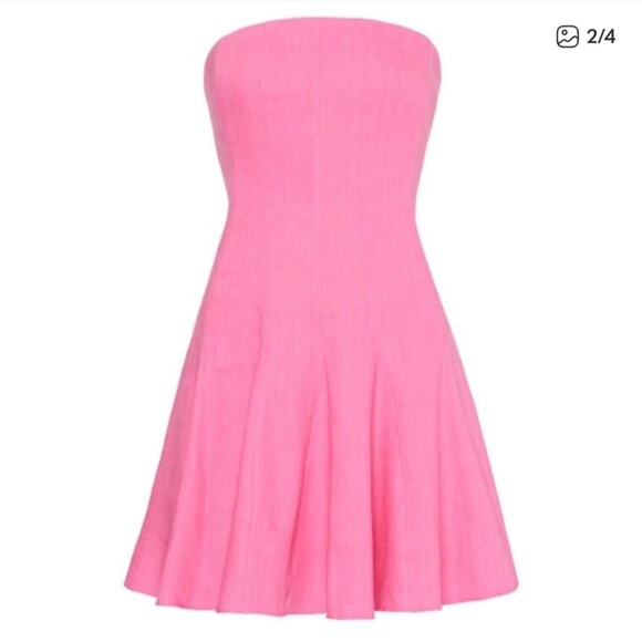 Milly Cameron Solid Linen Strapless Dress size 2 Pink Party Legally Blonde - Picture 5 of 15